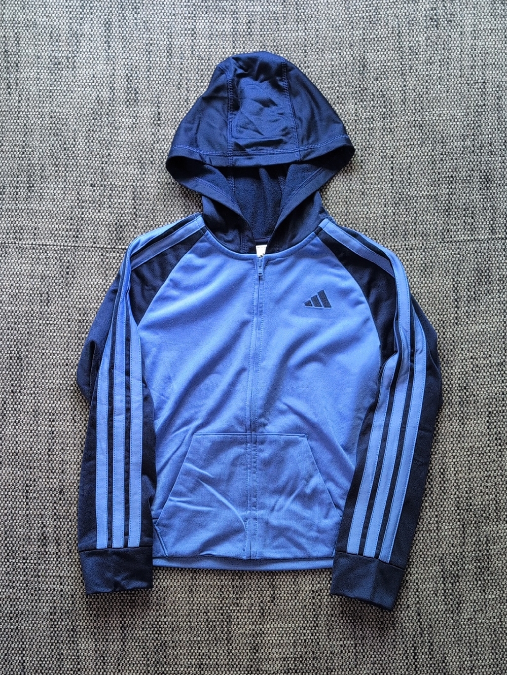 adidas Two-Tone Blue Hooded Kids Zip Jacket